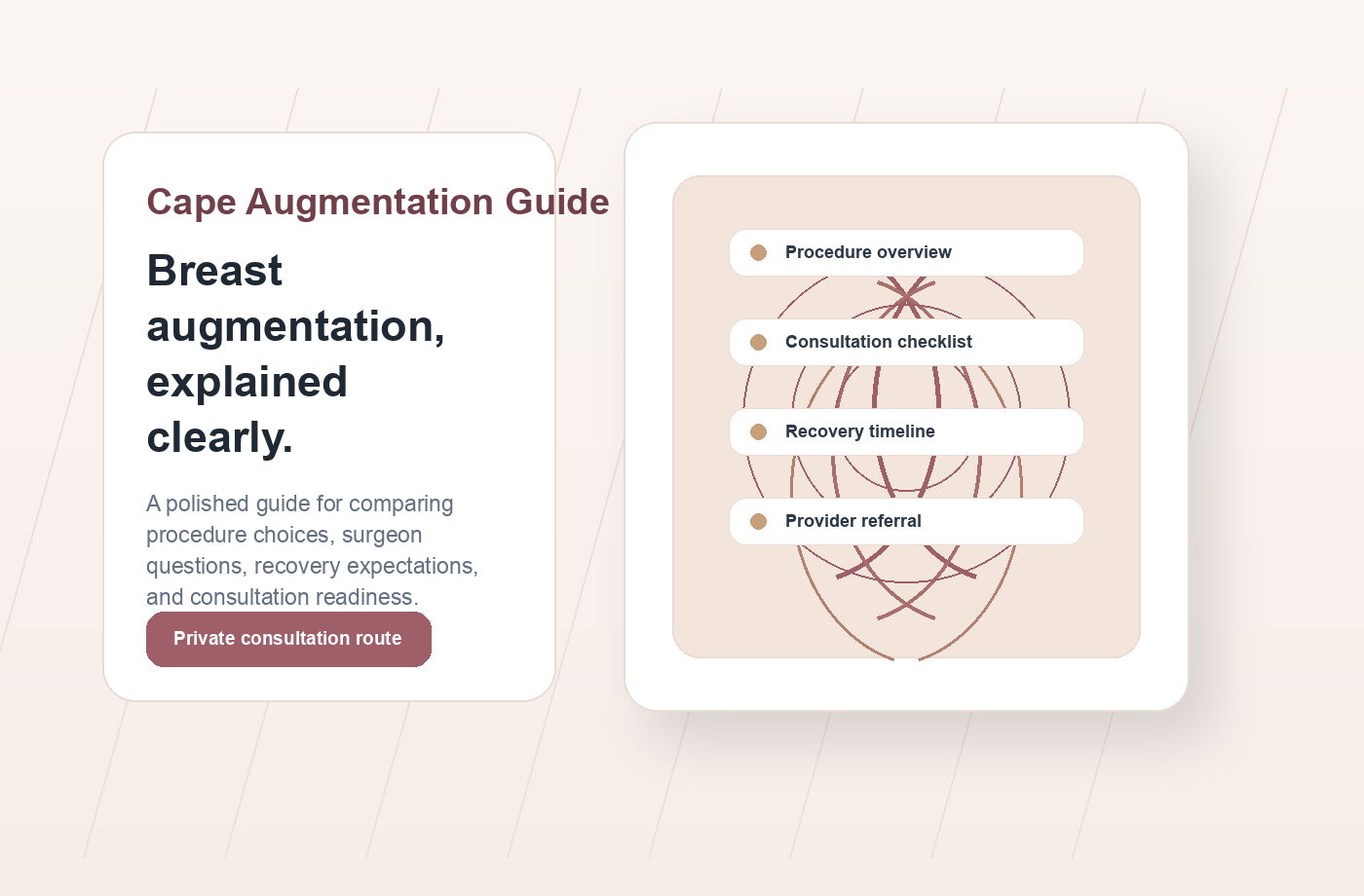 Professional abstract consultation graphic for Breast Augmentation Cape Town